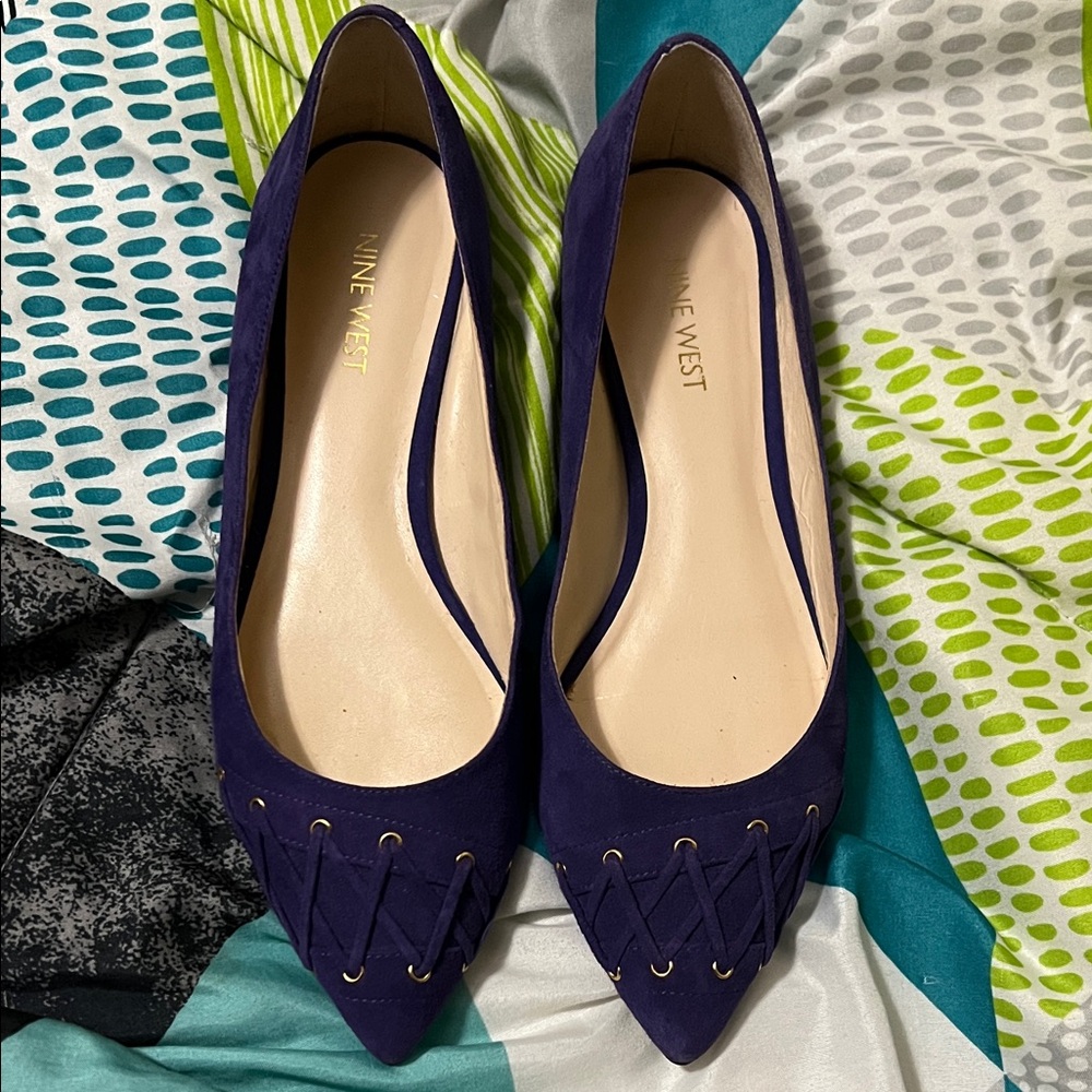 Nine West Dark Purple Suede Leather Flats